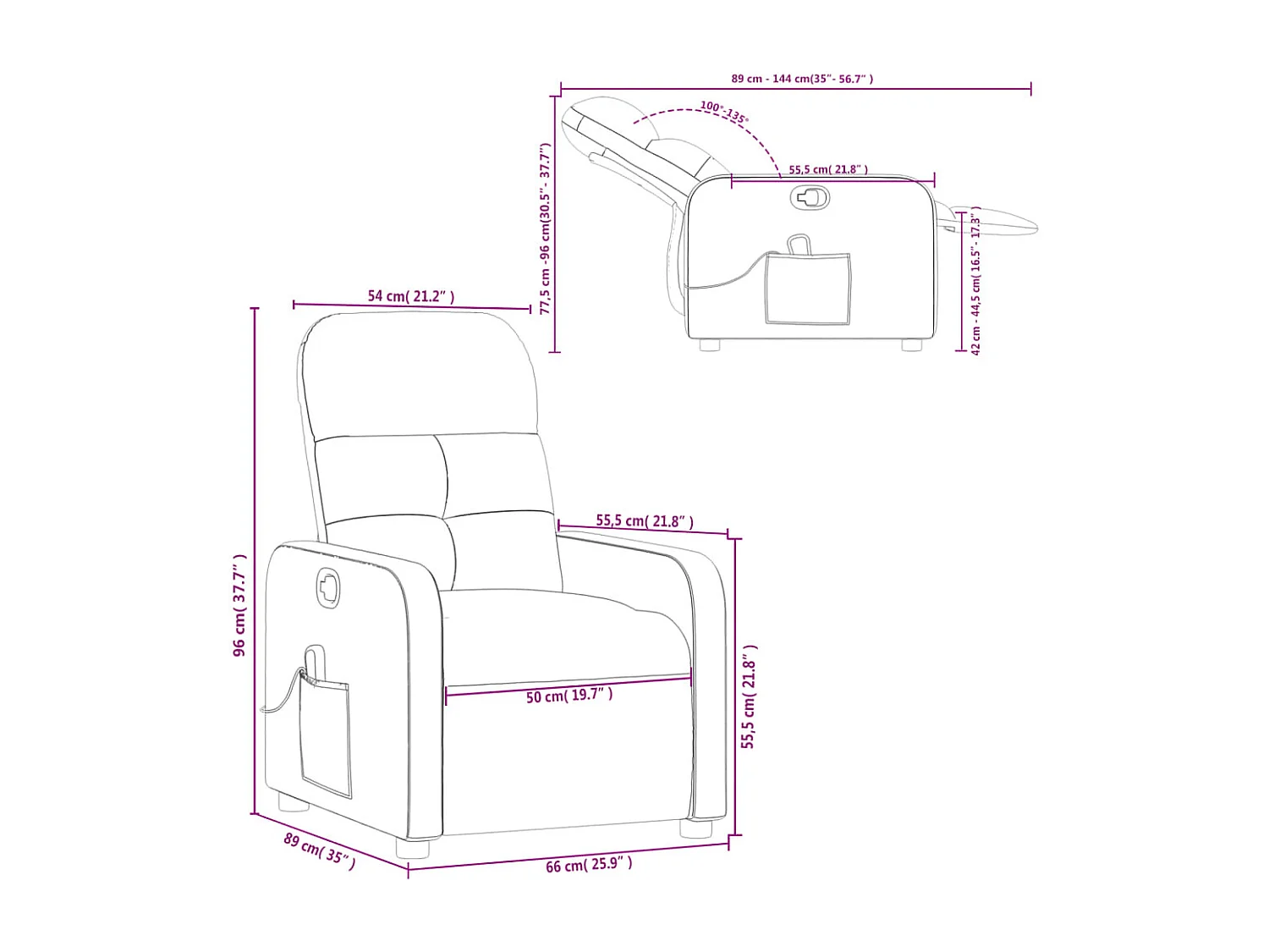 Fauteuil de massage inclinable Taupe Tissu