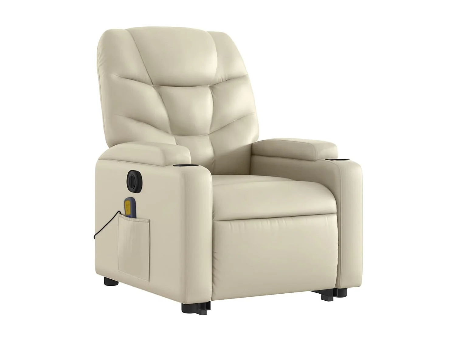 Fauteuil inclinable de massage électrique crème similicuir
