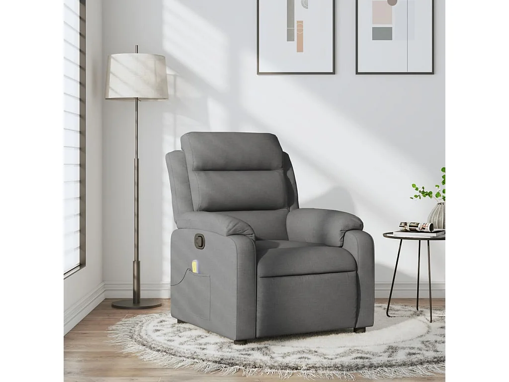 Fauteuil de massage inclinable Gris foncé Tissu