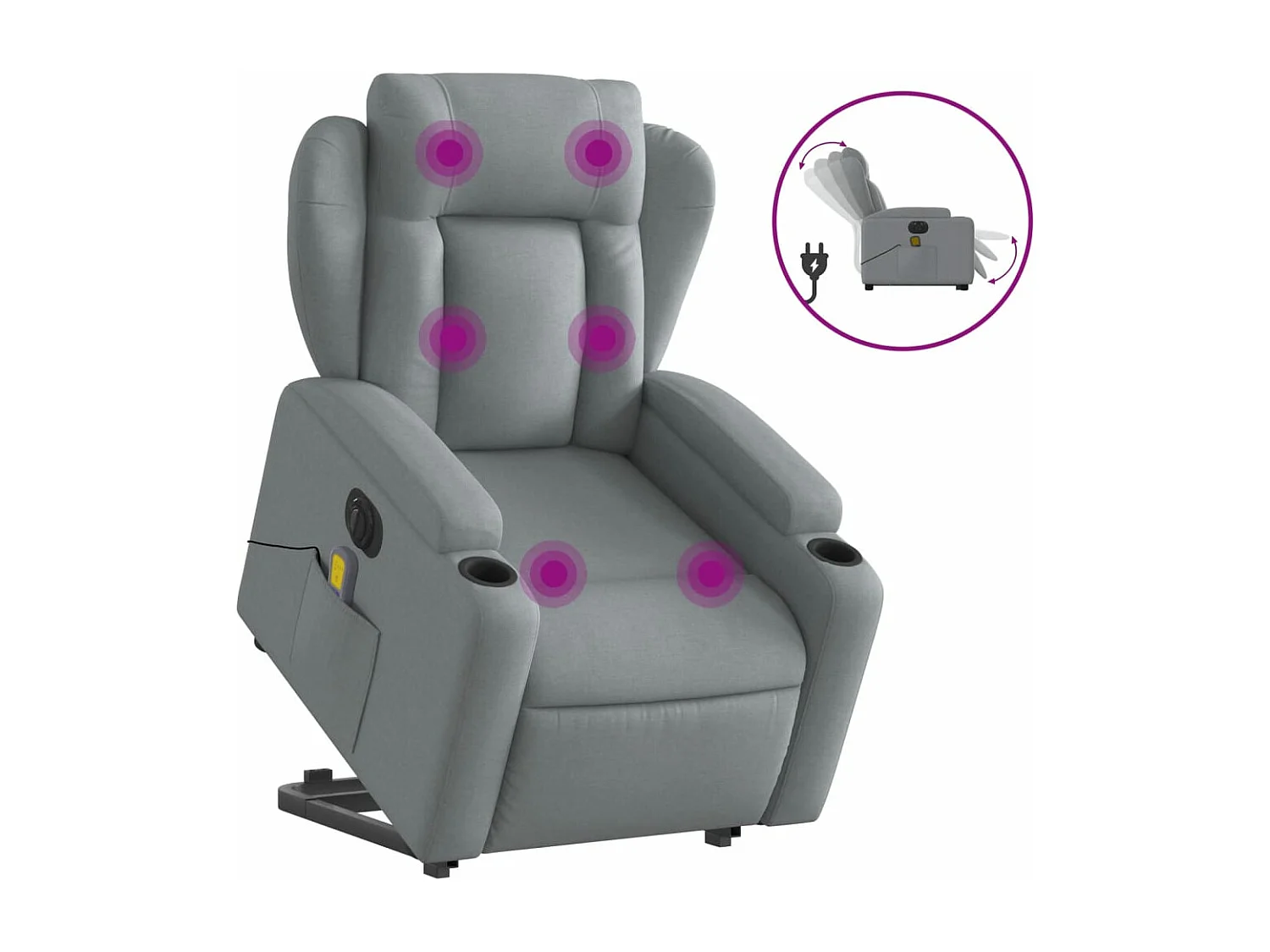 Fauteuil inclinable de massage électrique Gris clair Tissu