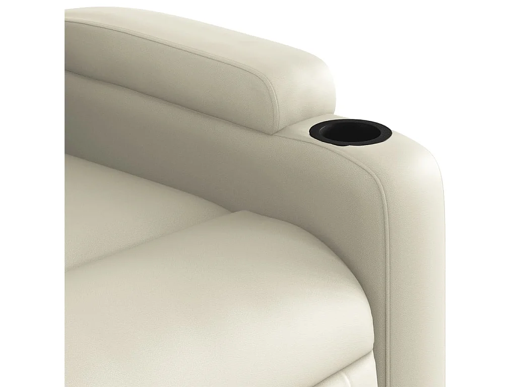 Sillón reclinable elevable eléctrico de cuero sintético crema