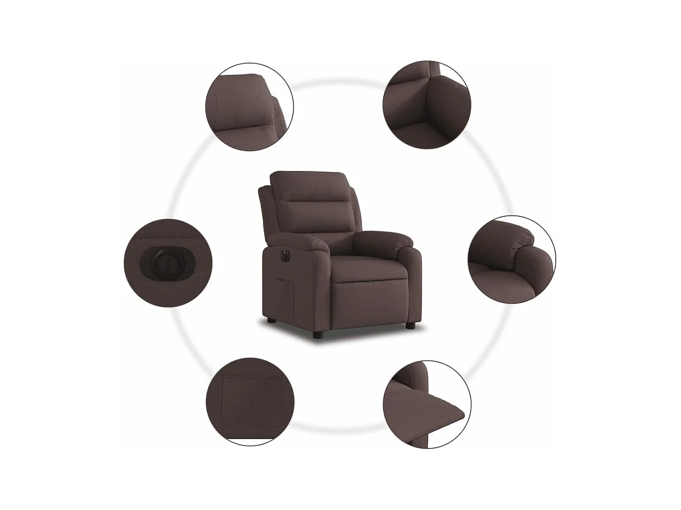 Fauteuil inclinable électrique Marron foncé Tissu