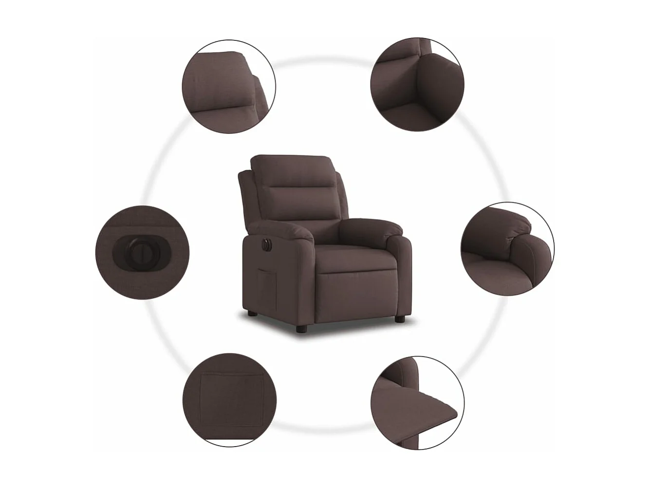 Fauteuil inclinable électrique Marron foncé Tissu