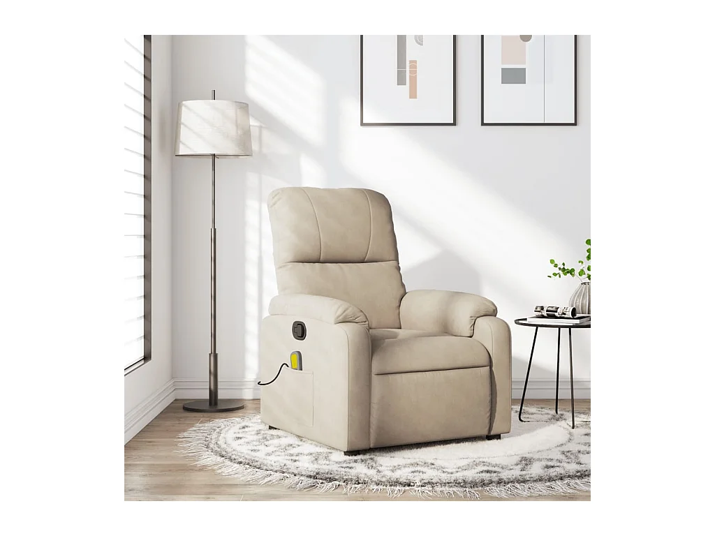 Fauteuil inclinable de massage crème tissu microfibre