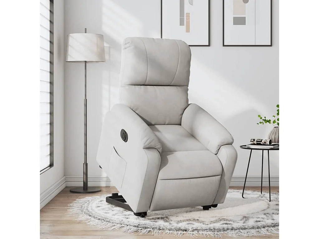 Fauteuil inclinable électrique gris clair tissu microfibre