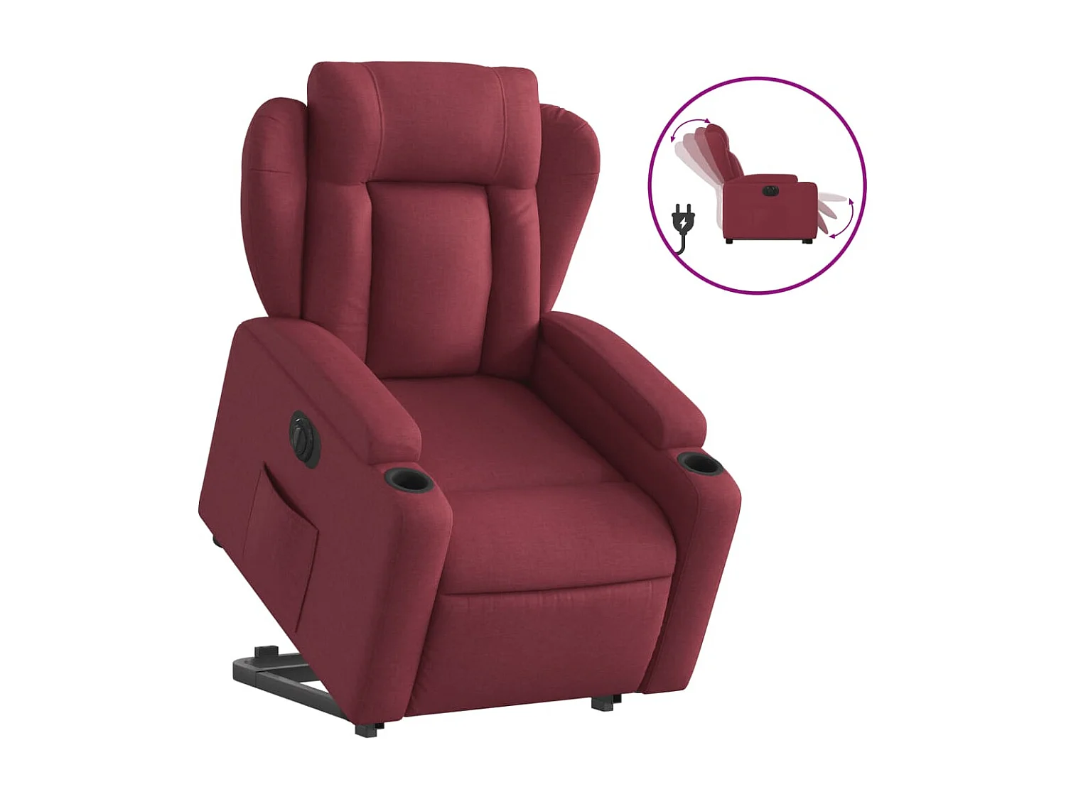 Fauteuil inclinable électrique rouge bordeaux tissu