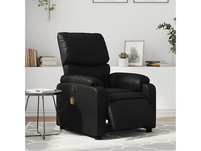 Fauteuil de massage inclinable électrique noir similicuir