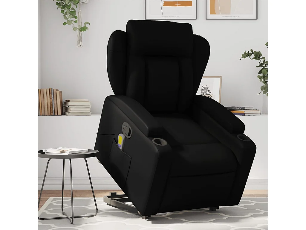 Fauteuil inclinable de massage Noir Similicuir