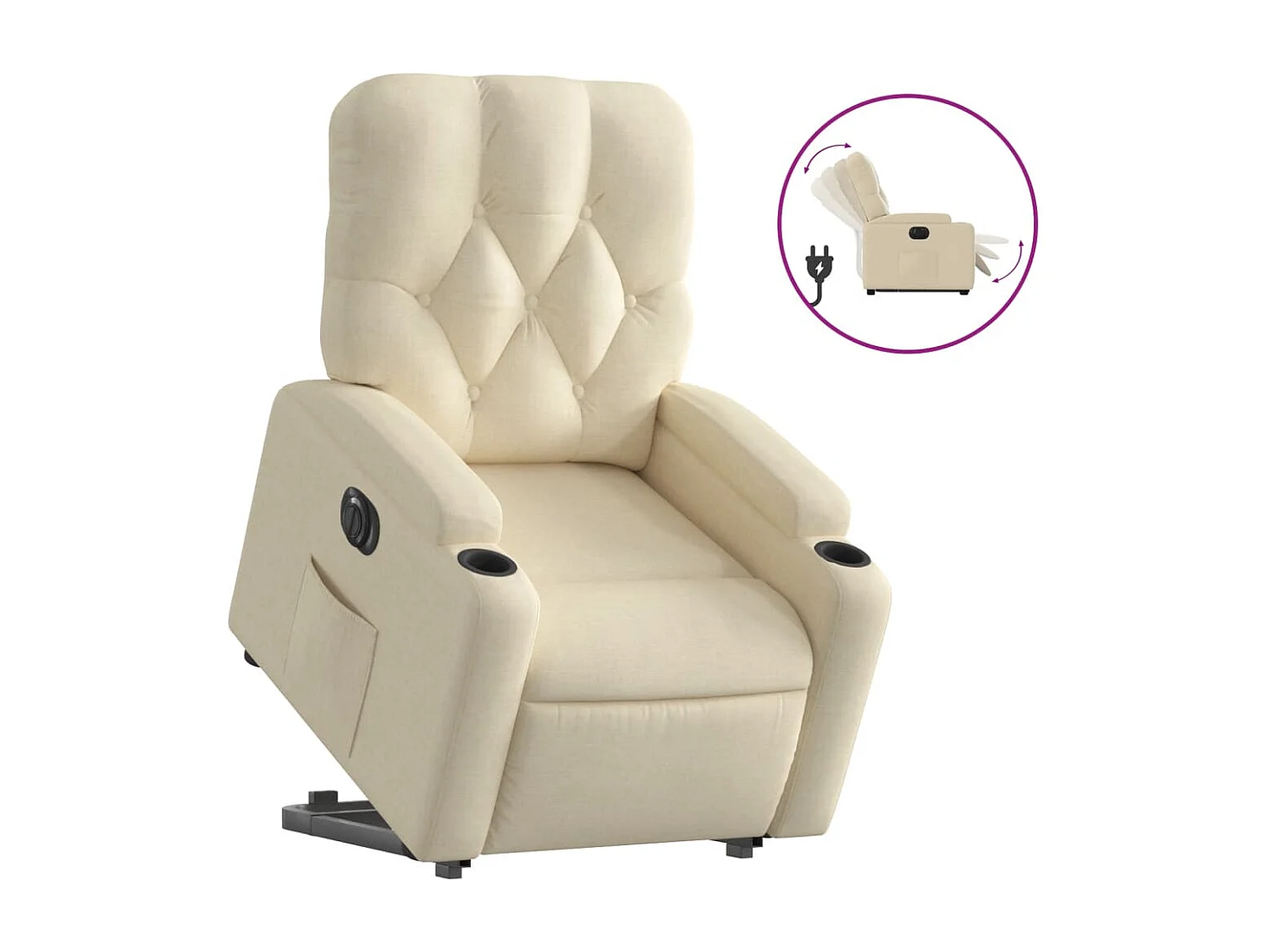 Relaxsessel mit Aufstehhilfe Elektrisch Creme Stoff