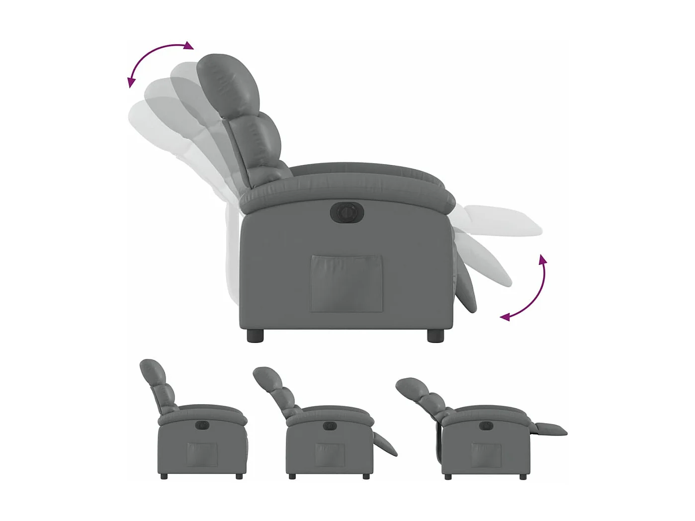 Fauteuil inclinable électrique Gris Similicuir