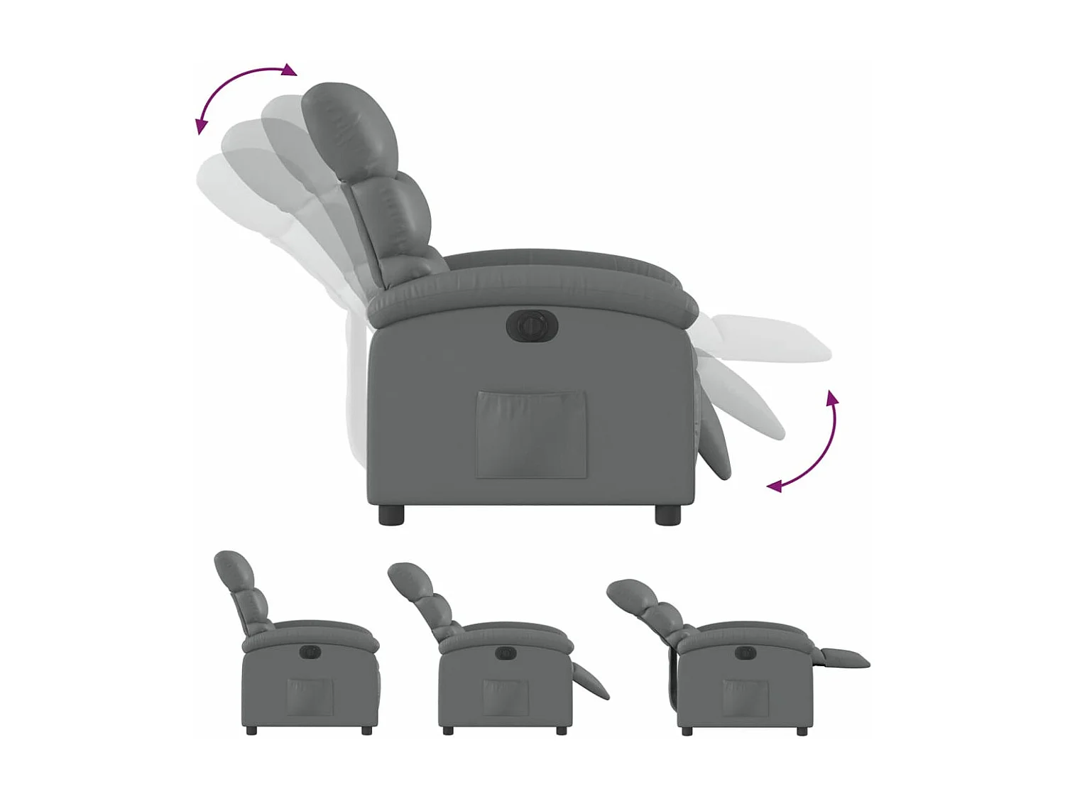 Fauteuil inclinable électrique Gris Similicuir