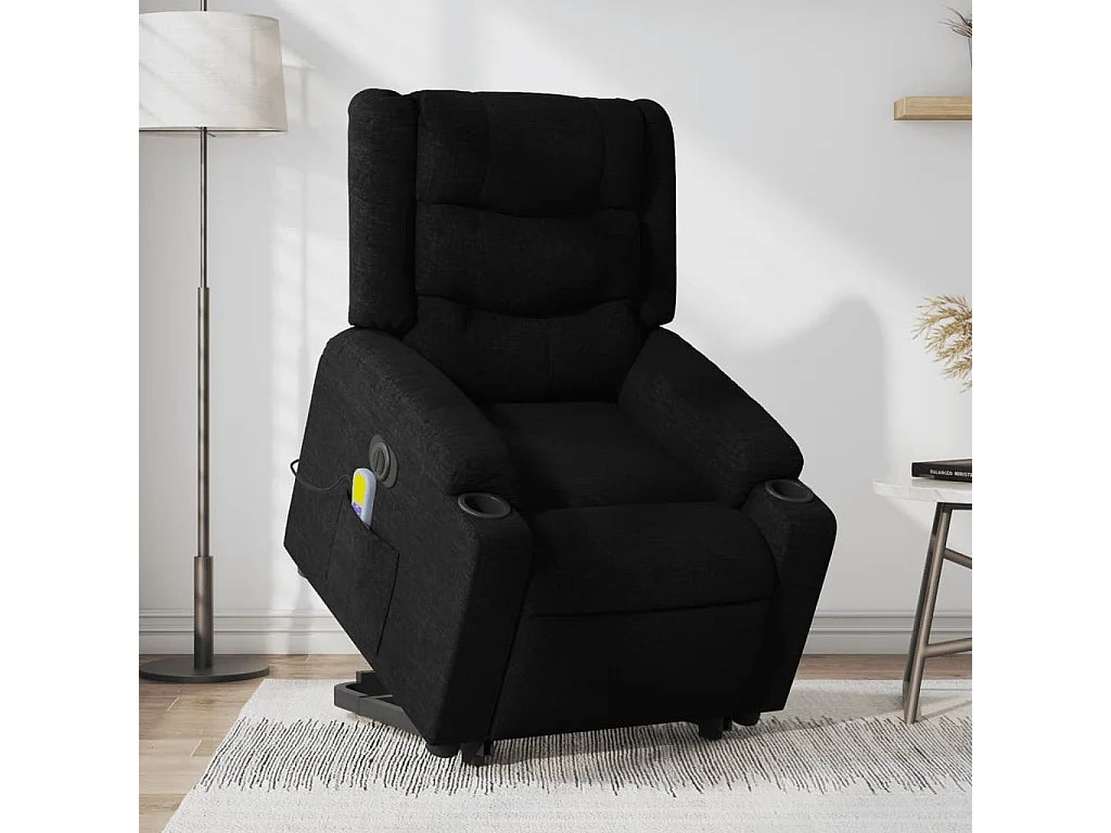 Sillón de masaje eléctrico reclinable elevable tela negro