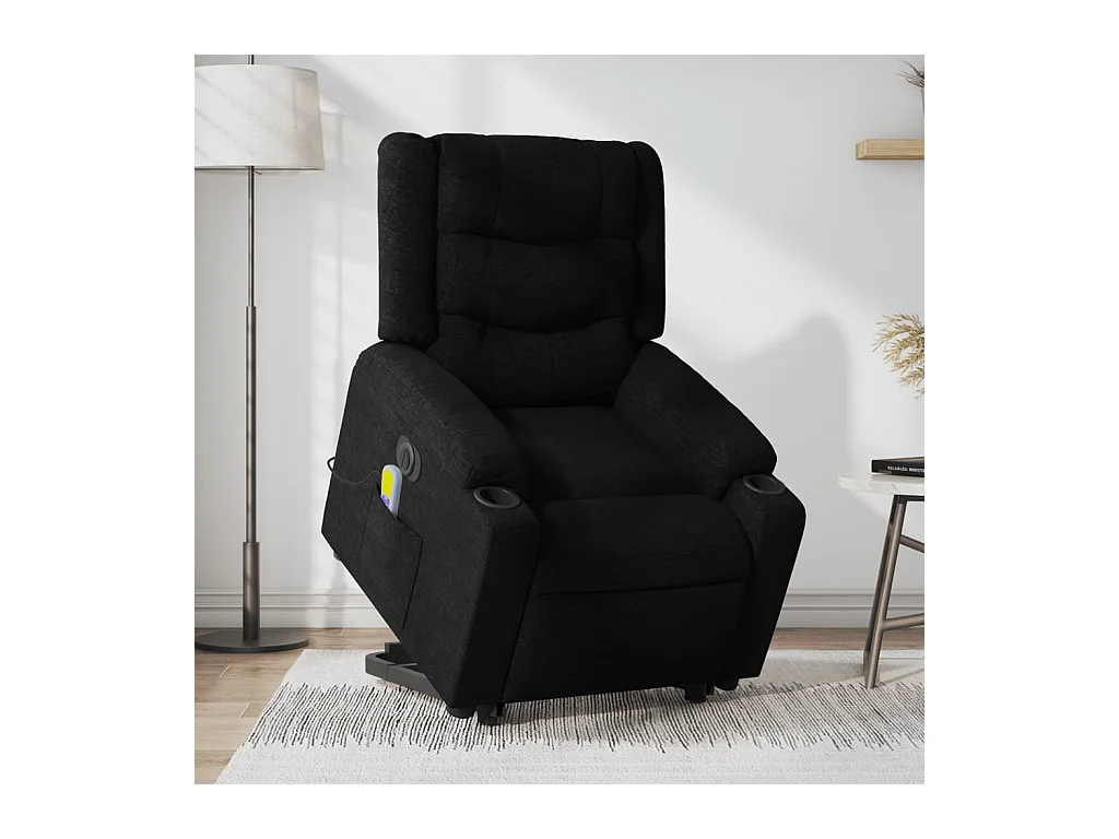 Fauteuil inclinable de massage électrique Noir Tissu