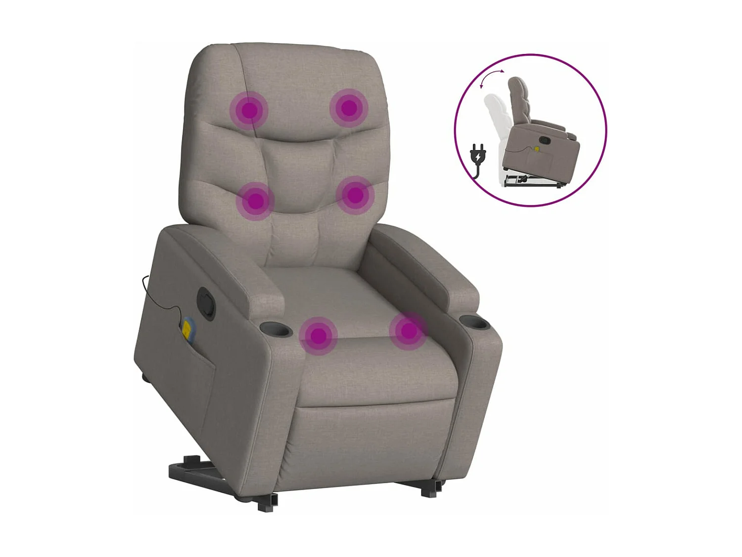 Fauteuil inclinable de massage Taupe Tissu
