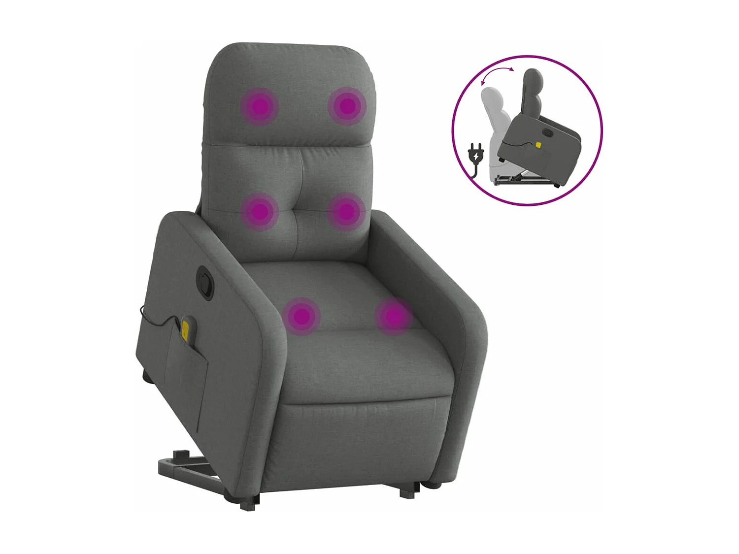 Fauteuil de massage inclinable Gris foncé Tissu