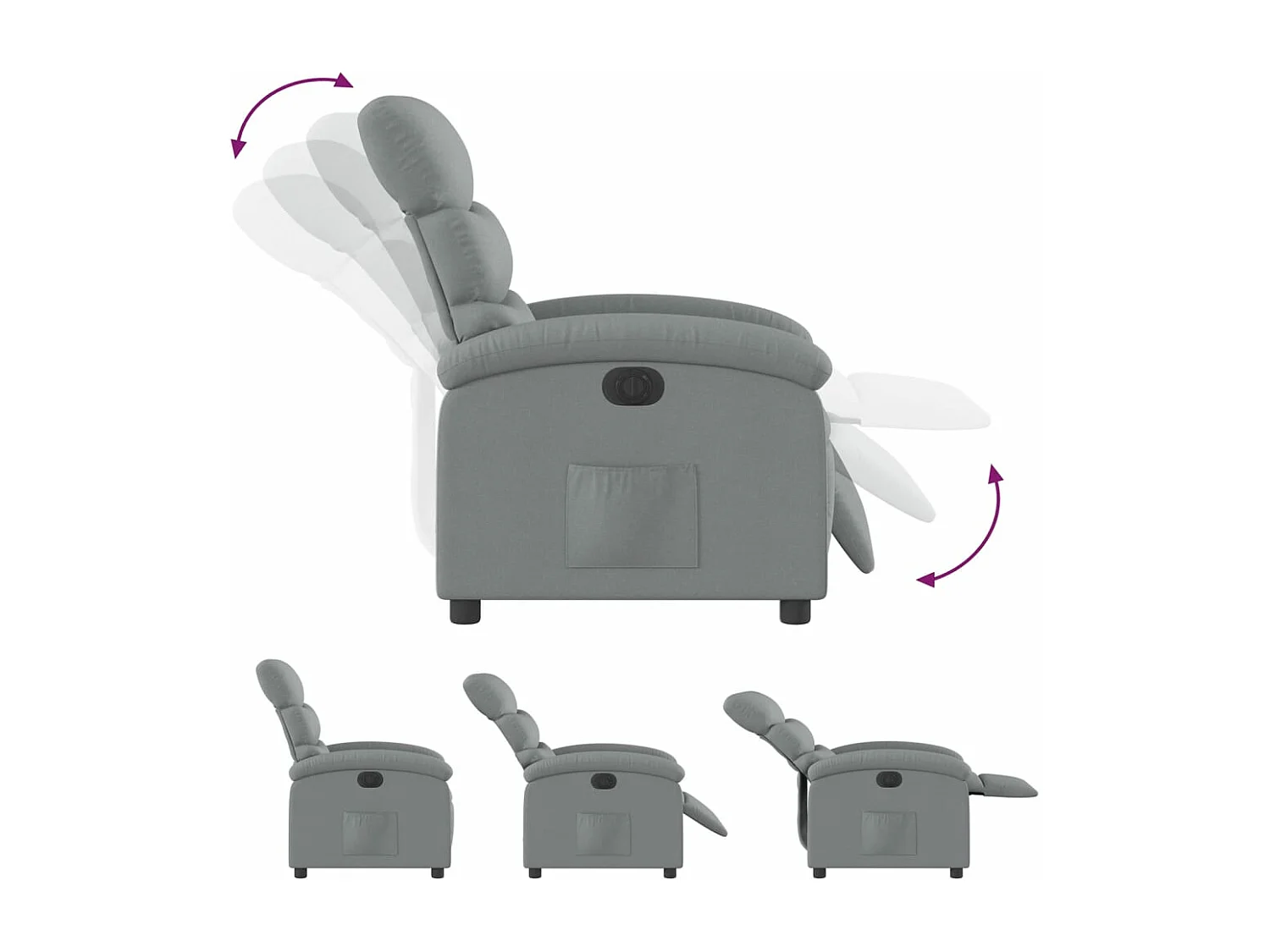 Fauteuil inclinable électrique Gris clair Tissu