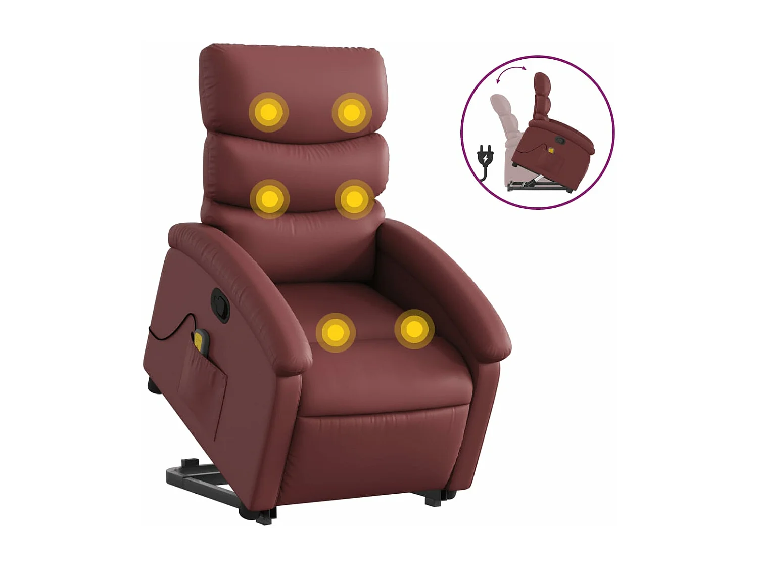 Fauteuil inclinable de massage Rouge bordeaux Similicuir