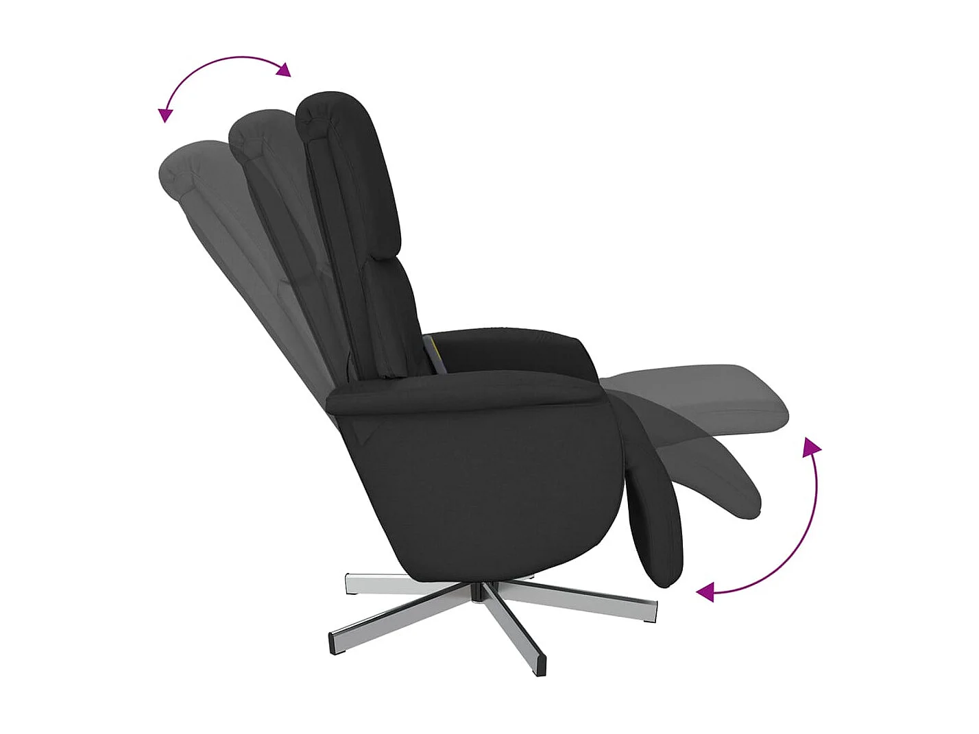 Poltrona Reclinabile Massaggiante con Poggiapiedi Nera Tessuto