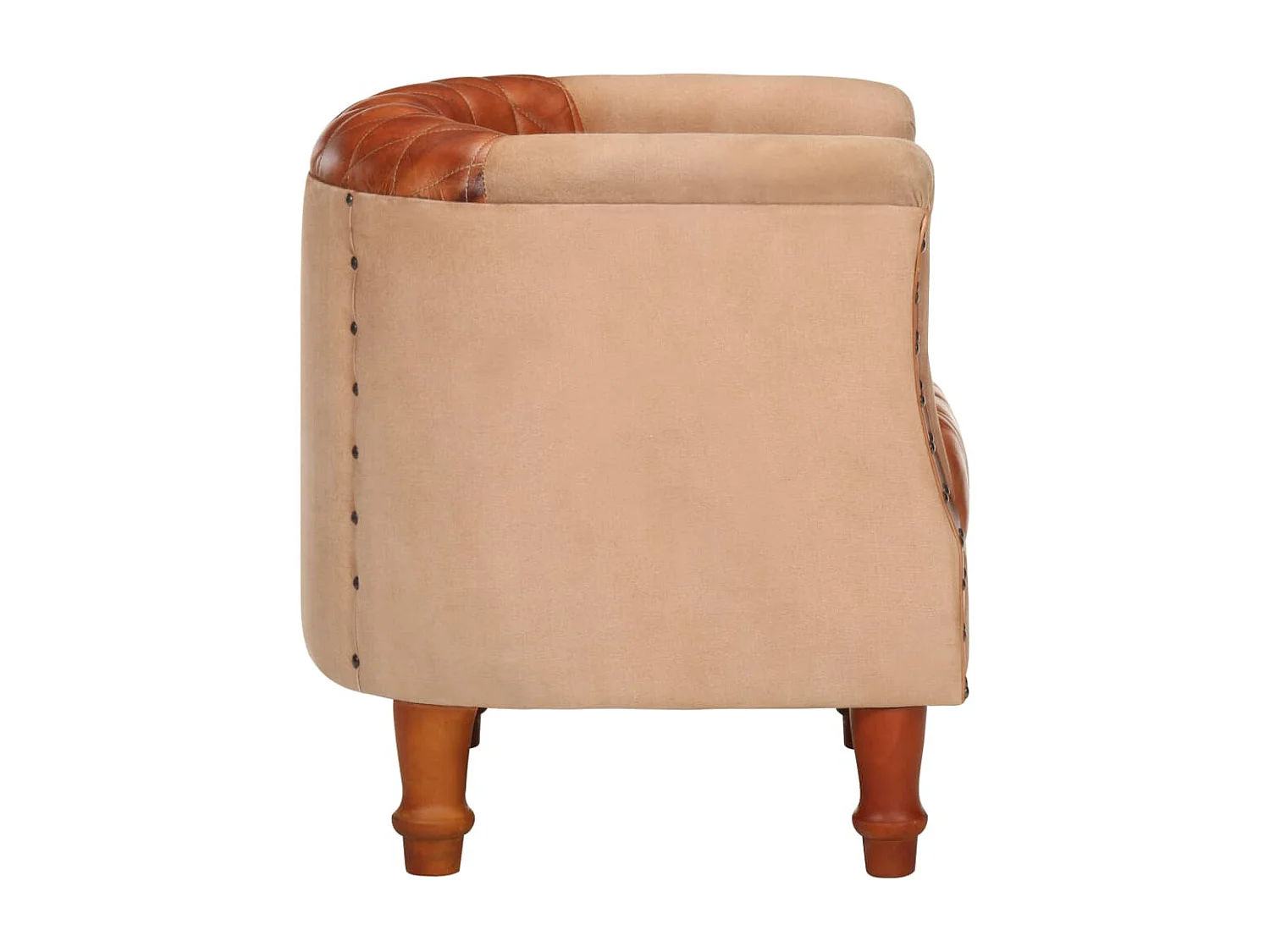 Chaise cabriolet marron cuir véritable bois de manguier massif