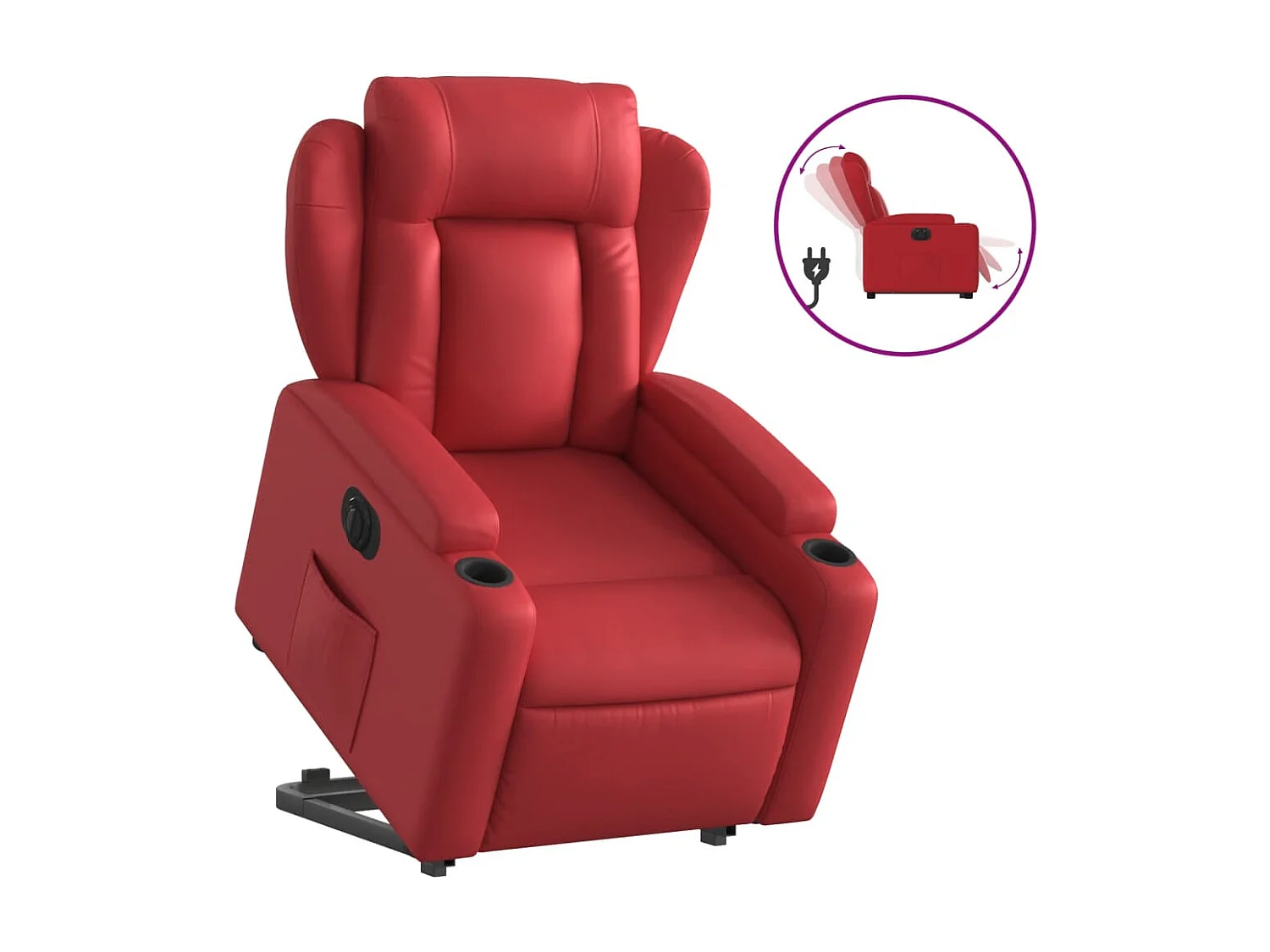 Fauteuil inclinable électrique rouge similicuir