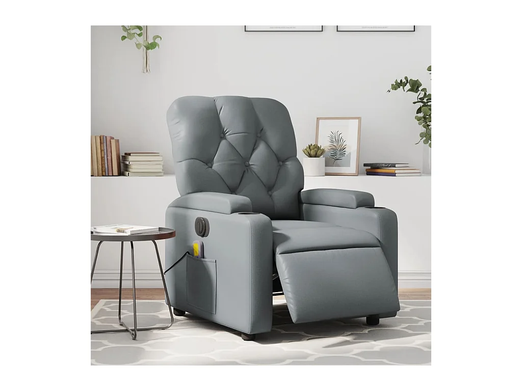 Fauteuil de massage inclinable électrique gris similicuir