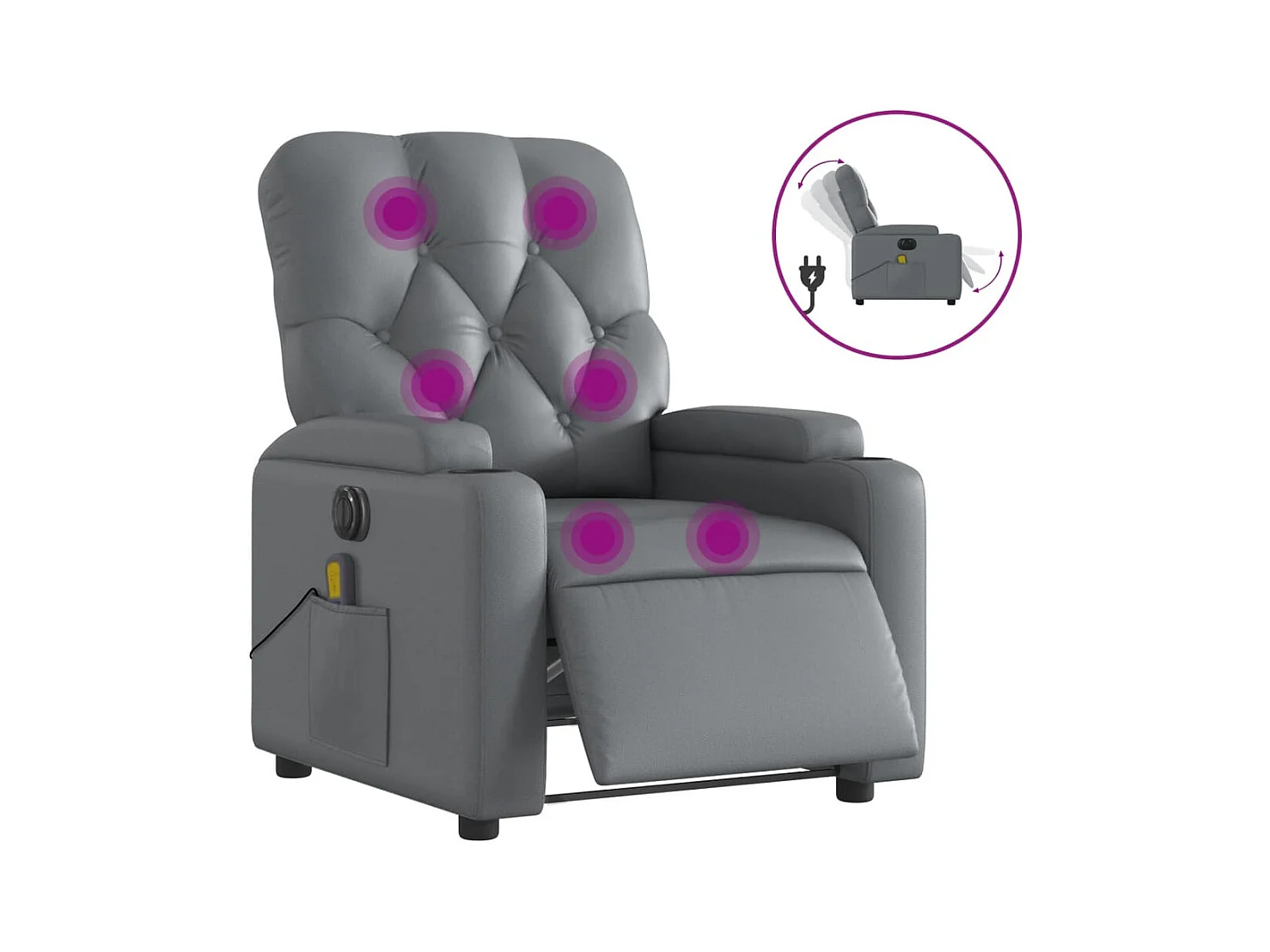 Massagesessel Elektrisch Grau Kunstleder