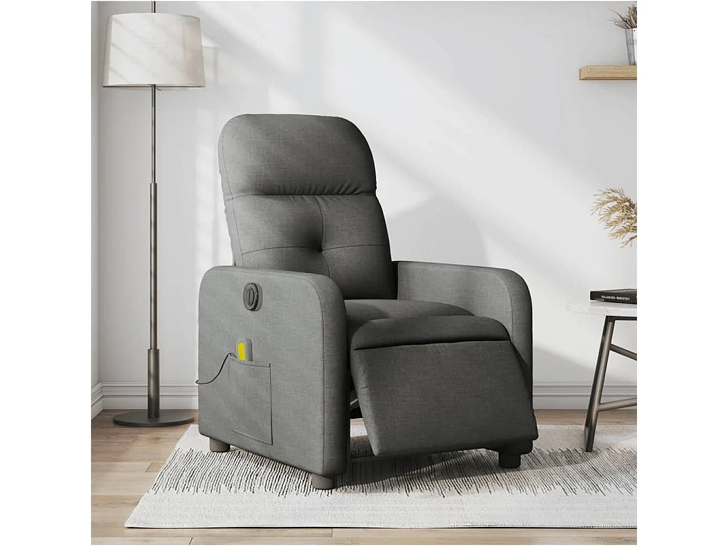 Fauteuil inclinable de massage électrique gris foncé tissu