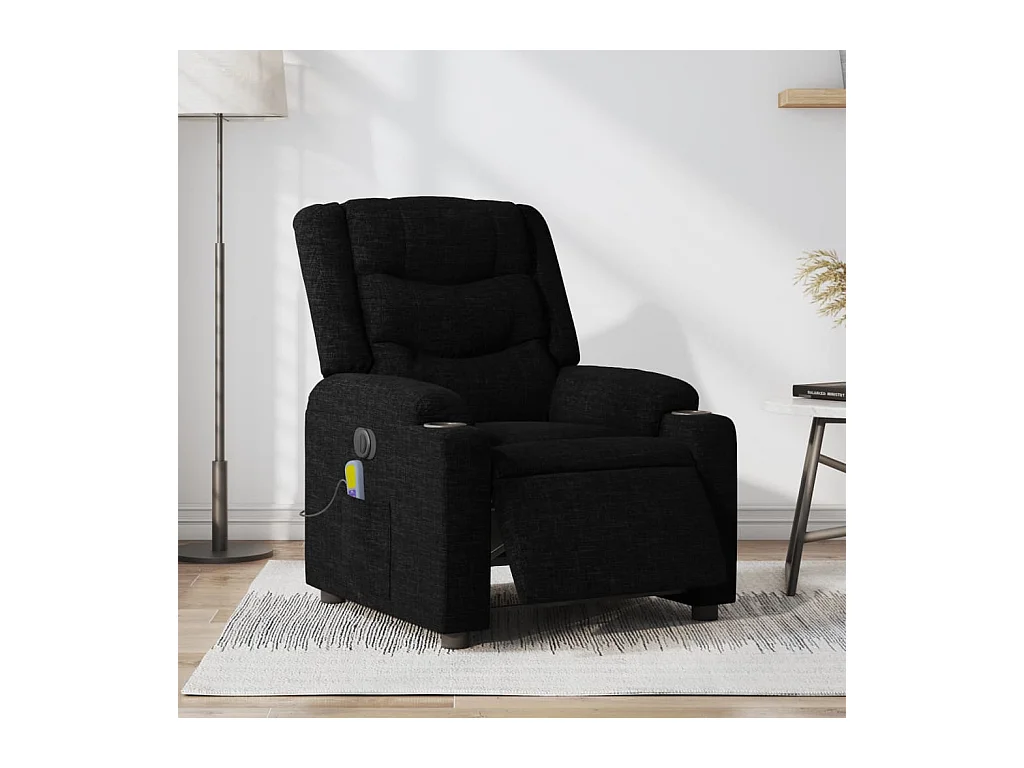 Fauteuil de massage inclinable électrique Noir Tissu
