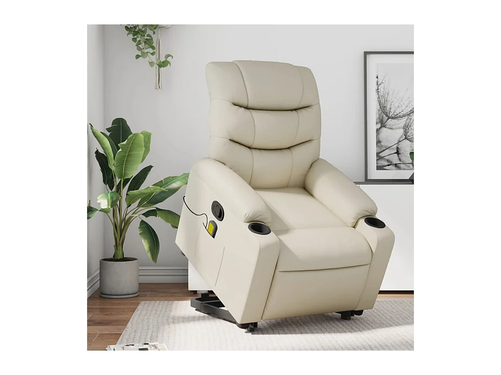 Fauteuil inclinable de massage Crème Similicuir