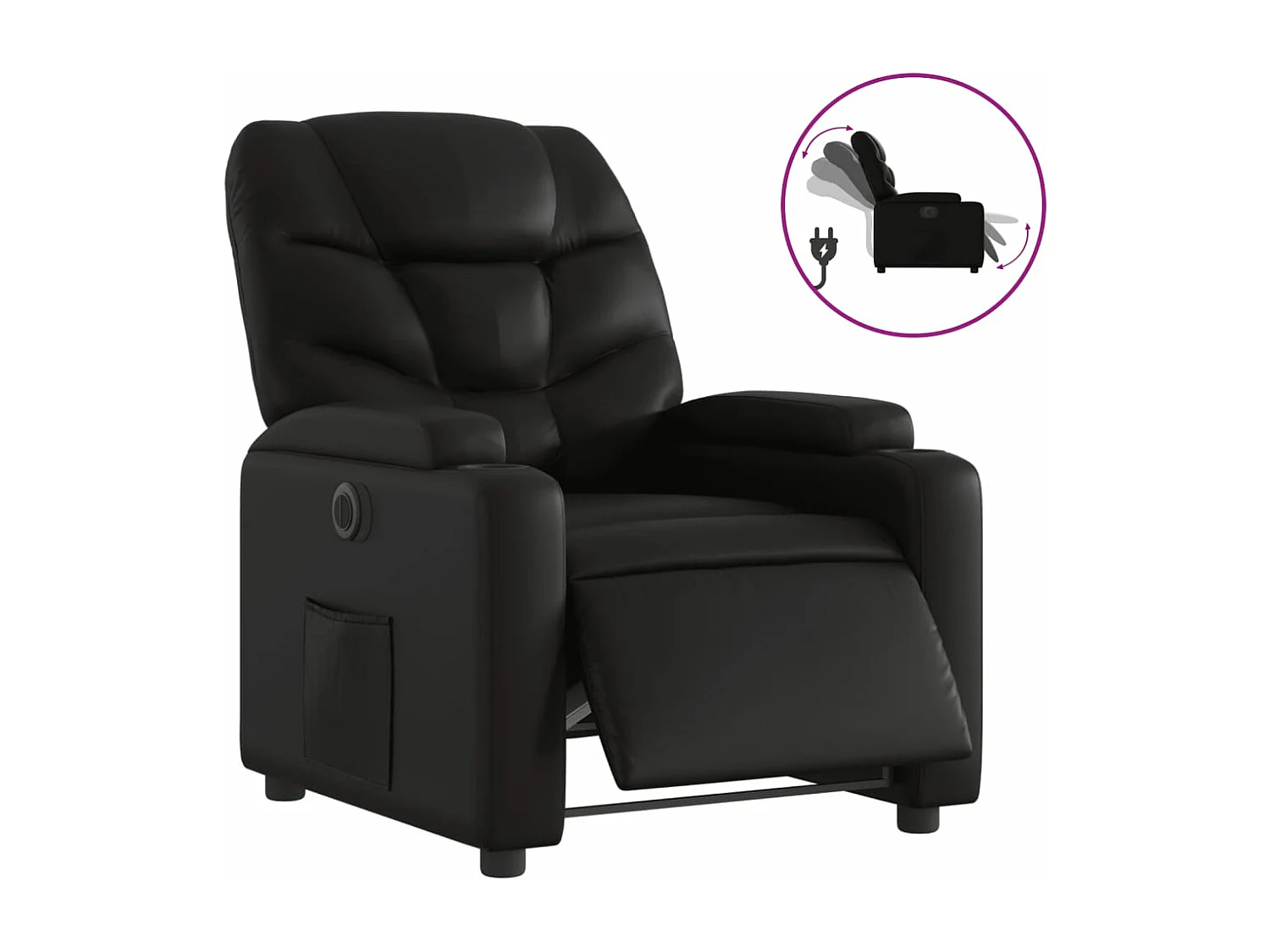 Fauteuil inclinable électrique Noir Similicuir