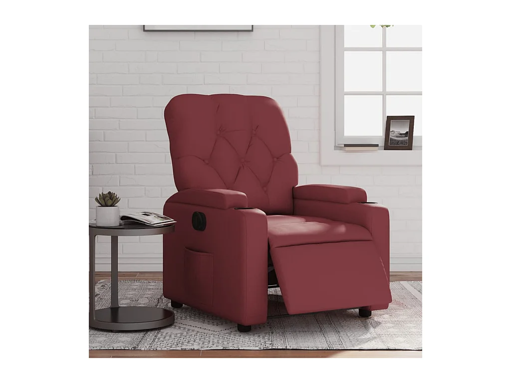 Poltrona Reclinabile Elettrica Rosso Vino in Similpelle
