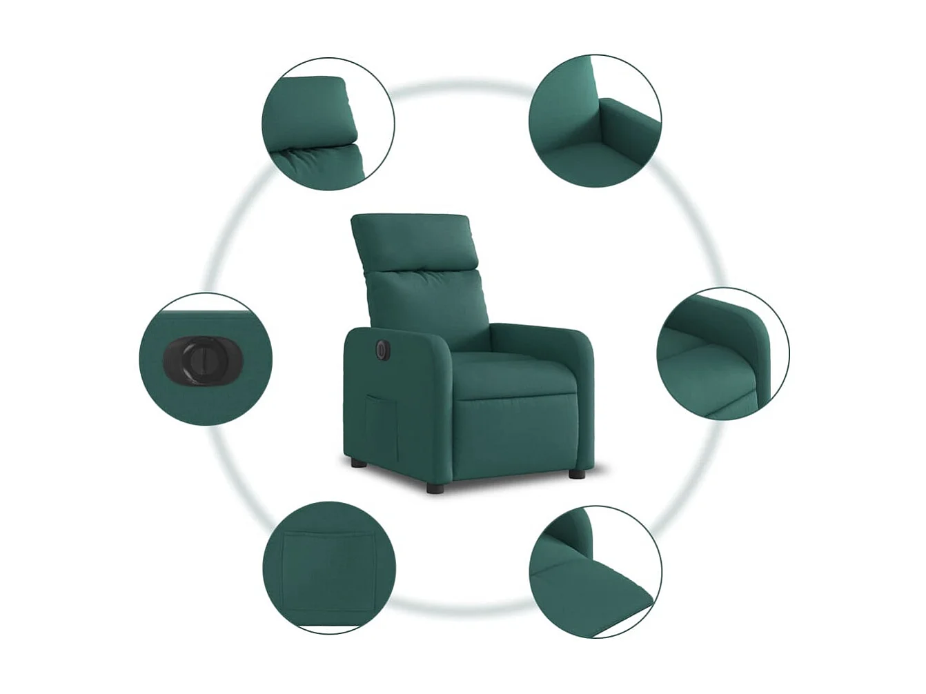 Fauteuil inclinable électrique Vert foncé Tissu