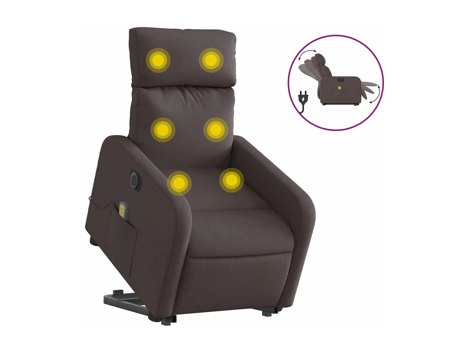 Fauteuil inclinable de massage électrique Marron foncé Tissu