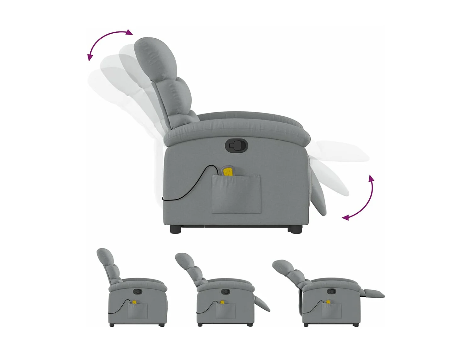 Fauteuil de massage inclinable Gris clair Tissu