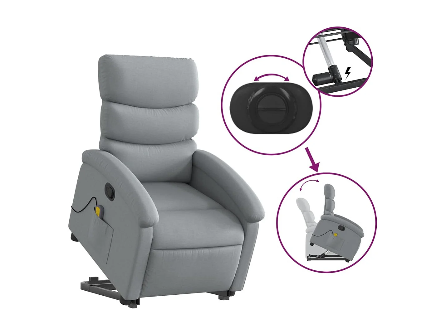 Fauteuil de massage inclinable Gris clair Tissu