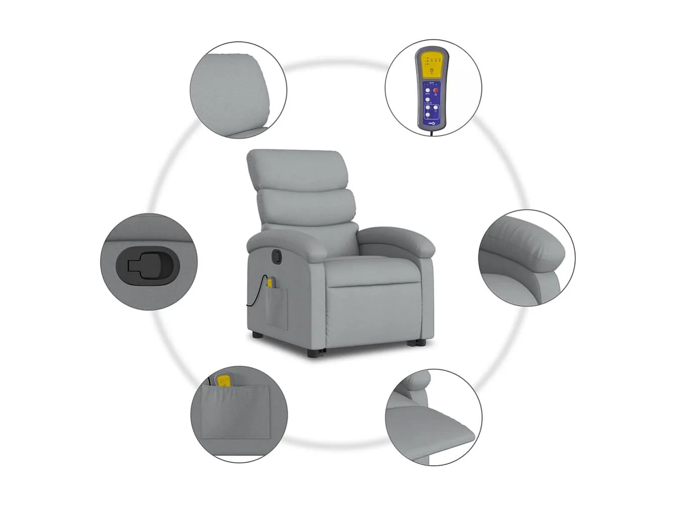 Fauteuil de massage inclinable Gris clair Tissu