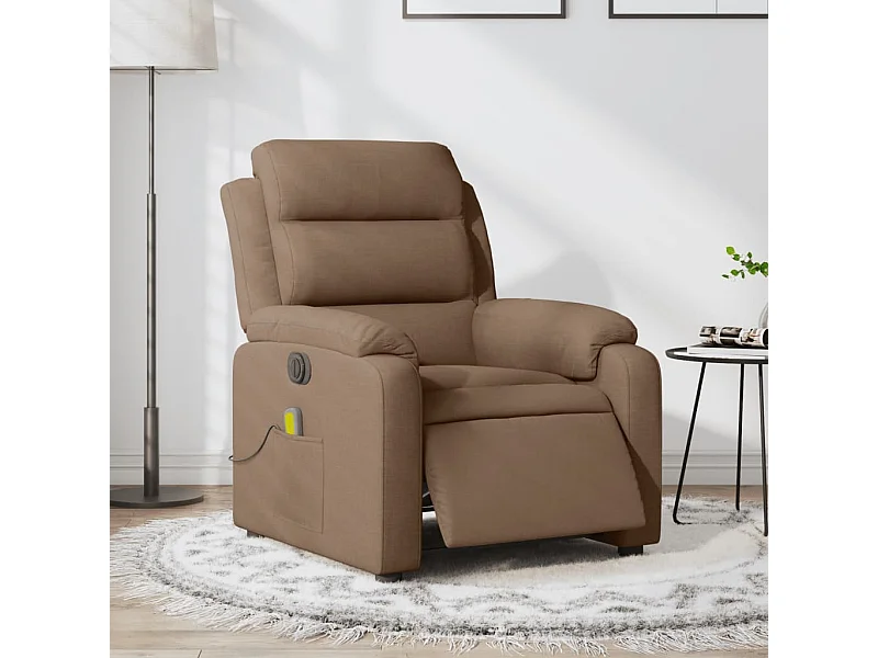 Fauteuil inclinable de massage électrique marron tissu
