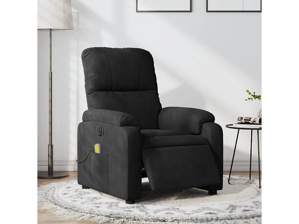 Fauteuil inclinable de massage électrique noir tissu microfibre