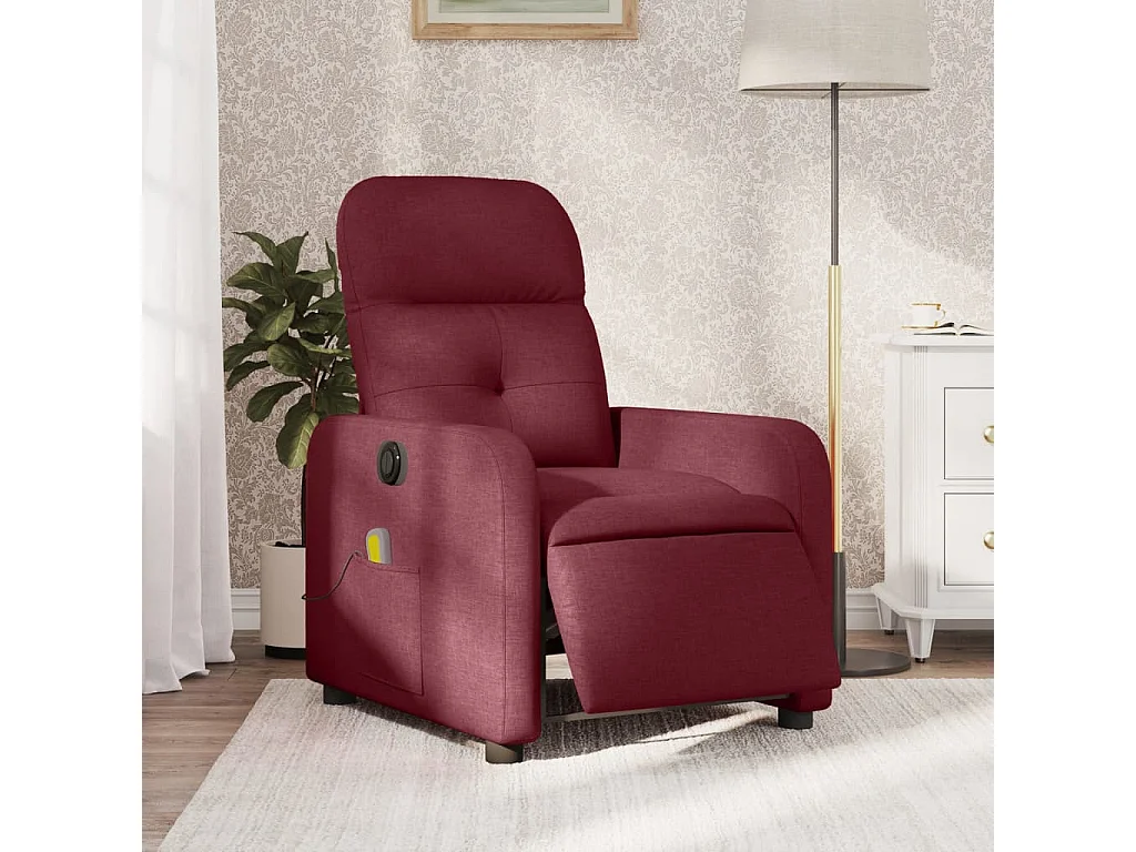 Fauteuil de massage inclinable électrique Rouge bordeaux Tissu