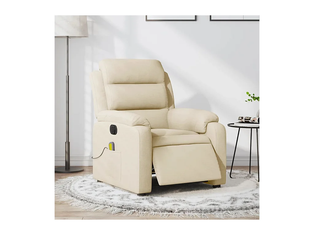 Fauteuil inclinable de massage électrique crème tissu