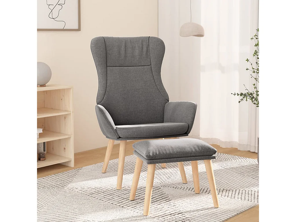 Poltrona Relax con Poggiapiedi Grigio Chiaro in Tessuto