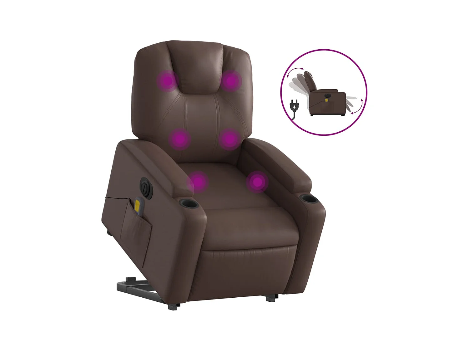 Fauteuil inclinable de massage électrique marron similicuir