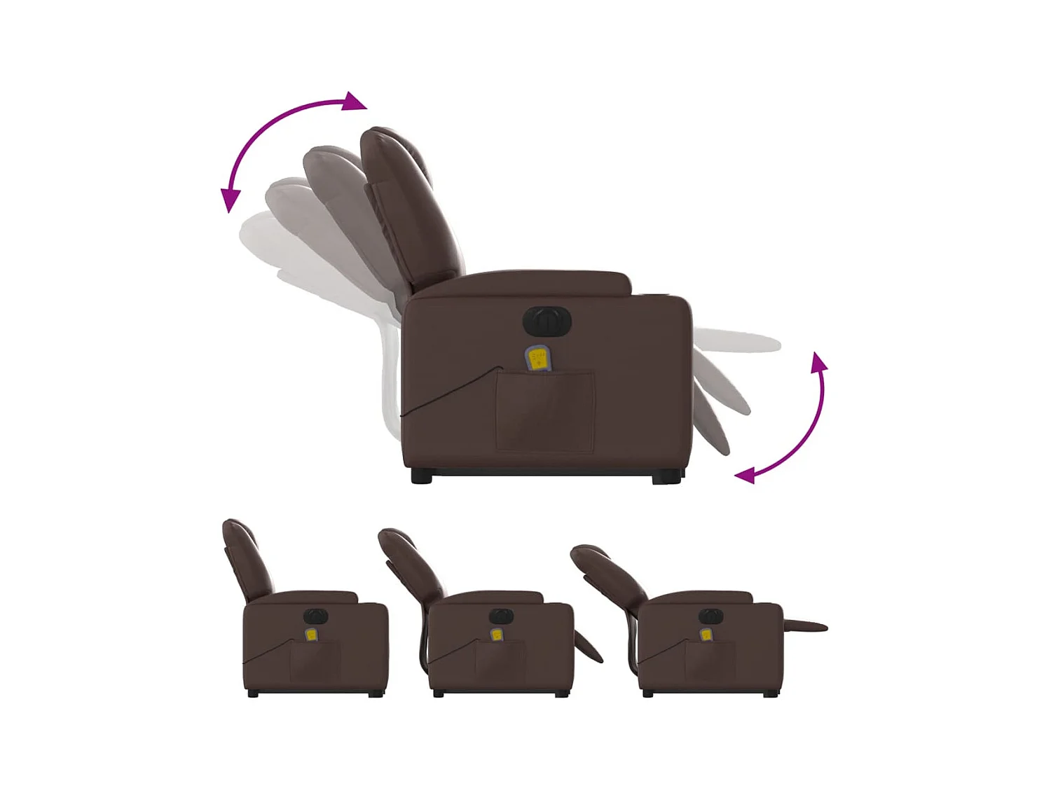 Fauteuil inclinable de massage électrique marron similicuir