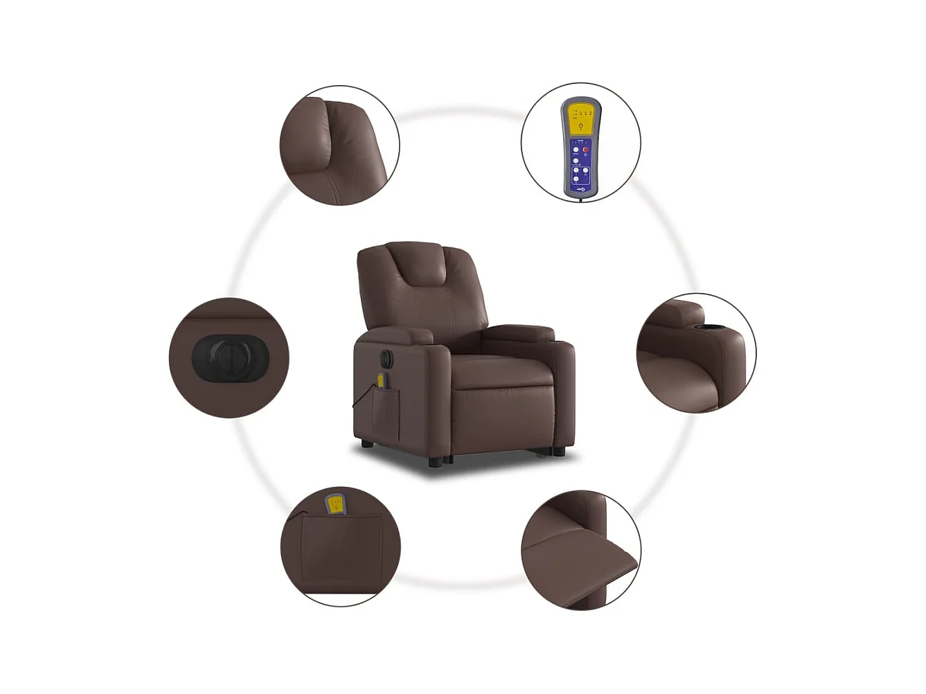 Fauteuil inclinable de massage électrique marron similicuir