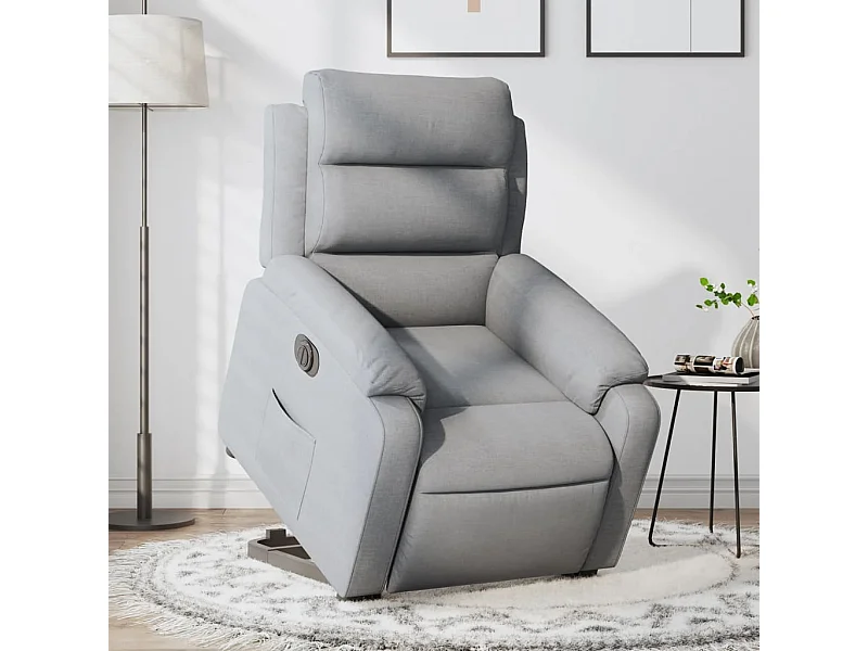 Poltrona Reclinante Alzapersona Elettrica Grigio Chiaro Tessuto