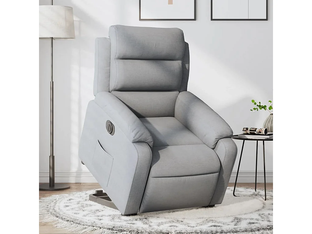 Fauteuil inclinable électrique gris clair tissu