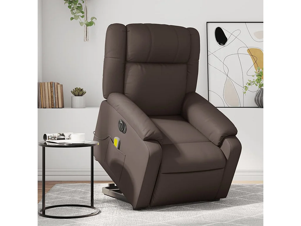 Fauteuil inclinable de massage électrique marron similicuir