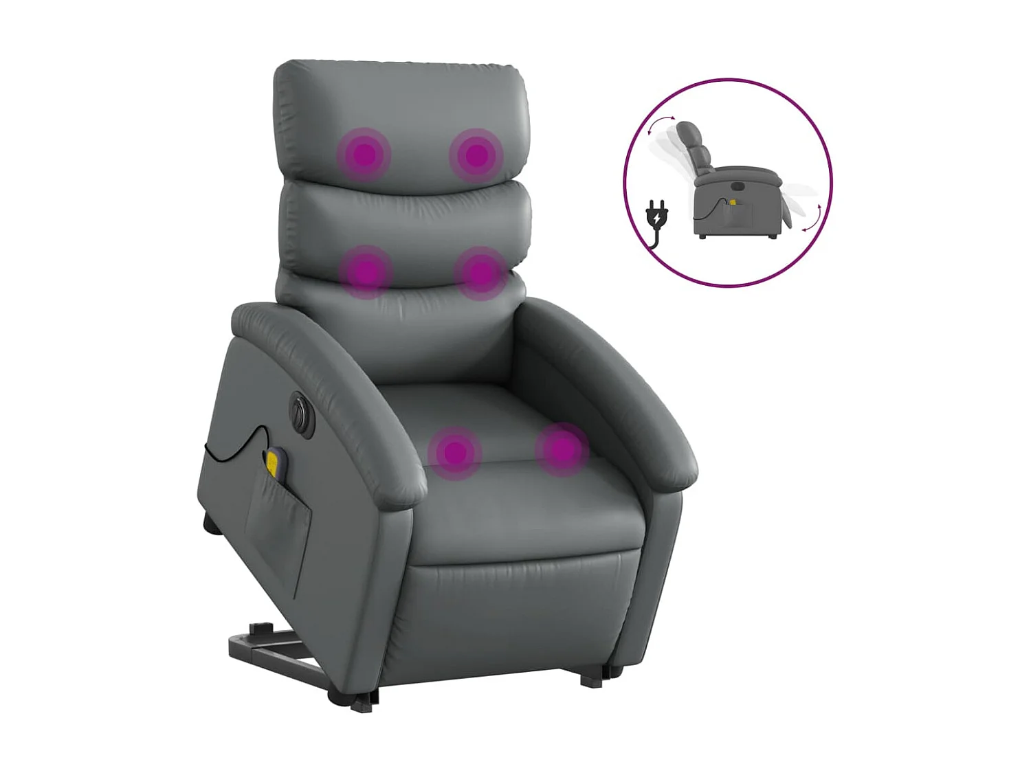 Fauteuil inclinable de massage électrique gris similicuir