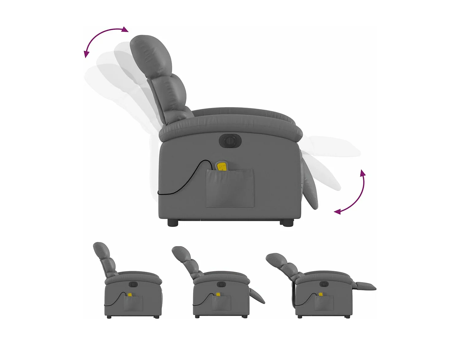 Fauteuil inclinable de massage électrique gris similicuir