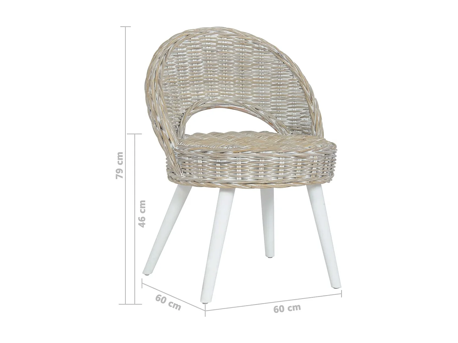 Chaise de canapé rotin kubu blanc